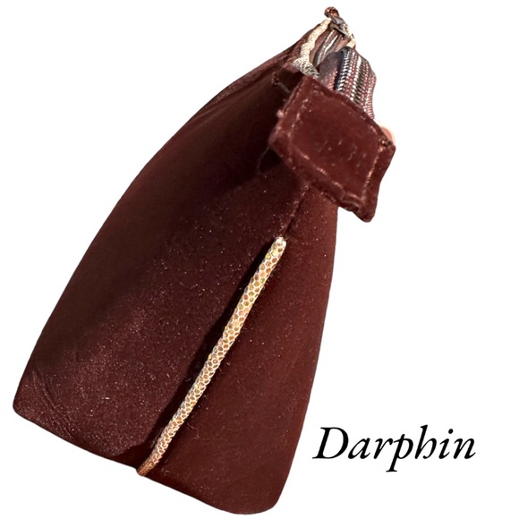 💋 4 FOR $50 / Darphin Dark Chocolate Velvet and Iridescent Gold Trim Makeup Bag - Picture 4 of 7